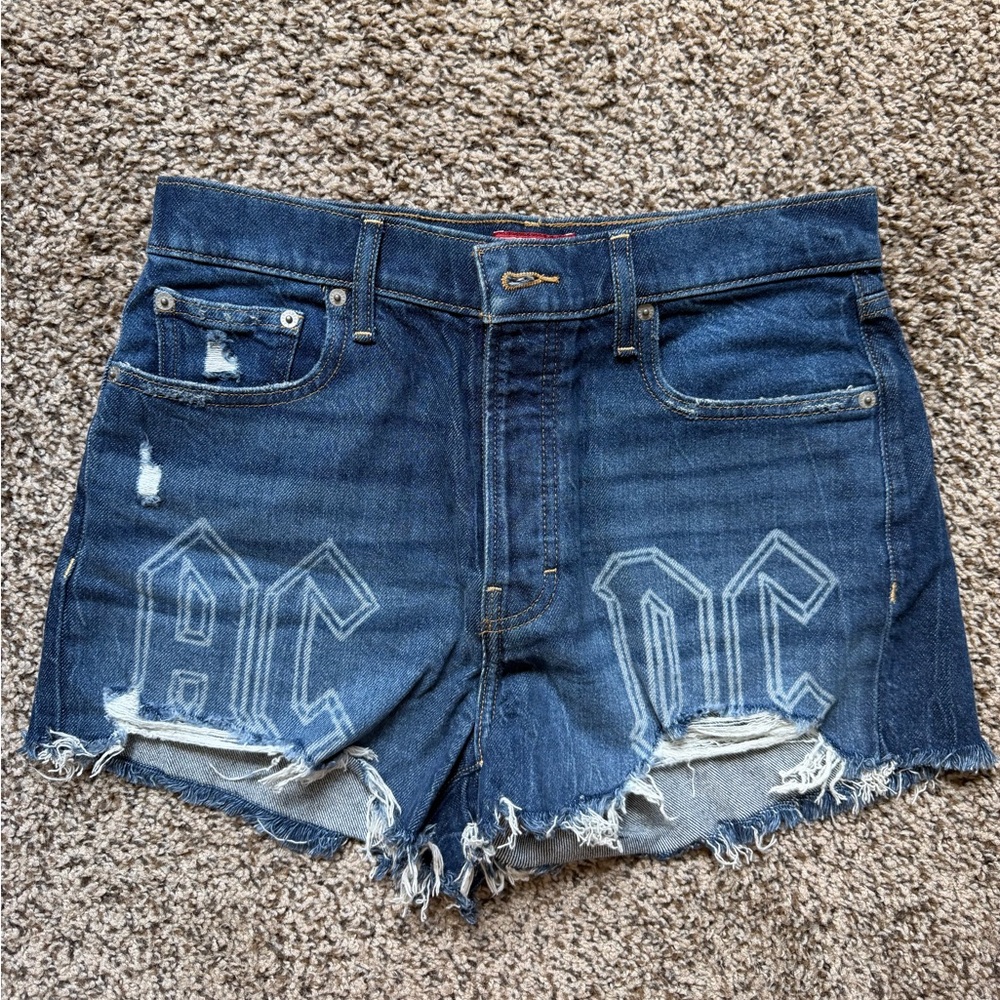 AC/DC Dark Blue Distressed Denim Lucky Brand Women's Shorts